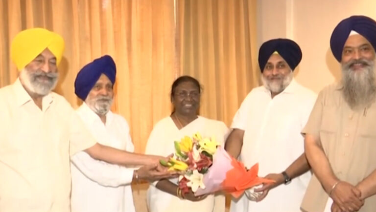 ਰਾਸ਼ਟਰਪਤੀ ਉਮੀਦਵਾਰ ਦਰੋਪਦੀ ਮੁਰਮੂ ਨਾਲ ਮੁਲਾਕਾਤ ਕਰਕੇ ਸ਼੍ਰੋਮਣੀ ਅਕਾਲੀ ਦਲ ਨੇ ਦਿੱਤੀ ਹਮਾਇਤ