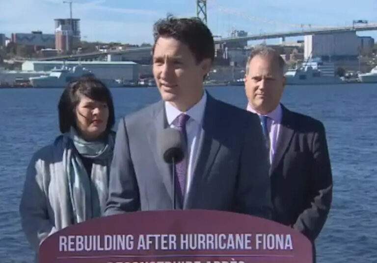 ਟਰੂਡੋ ਵੱਲੋਂ ‘ਫਿਓਨਾ’ ਕਾਰਨ ਹੋਏ ਨੁਕਸਾਨ ਲਈ 300 ਮਿਲੀਅਨ ਡਾਲਰ ਰਿਕਵਰੀ ਫੰਡ ਦਾ ਐਲਾਨ