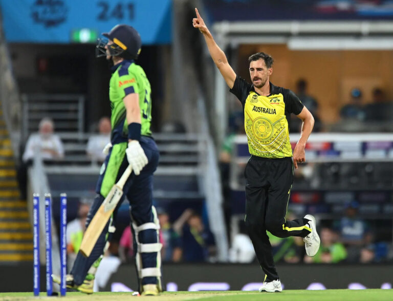 ਪਿਛਲੀ ਵਾਰ ਦੇ ਚੈਂਪੀਅਨ ਆਸਟਰੇਲੀਆ ਵੱਲੋਂ ਆਇਰਲੈਂਡ ਨੂੰ 42 ਦੌੜਾਂ ਨਾਲ ਸ਼ਿਕਸਤ